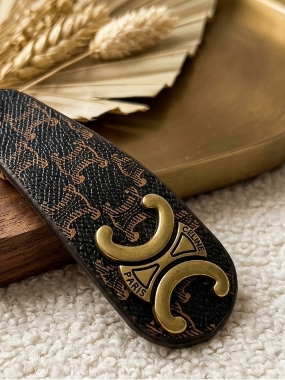 Celine Triomphe Logo Barrette - Picture 2 of 5